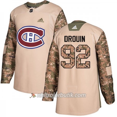 Män Ishockey Montreal Canadiens Tröja Jonathan Drouin 92 Adidas 2017-2018 Camo Veterans Day Practice Authentic
